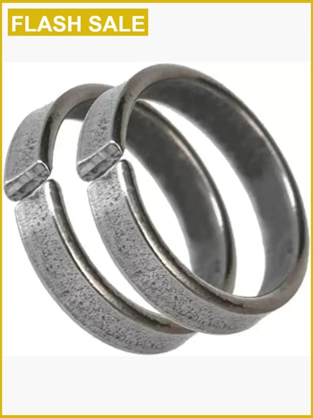 Saturn Iron Ring Set of 2 - Adjustable Band Ring